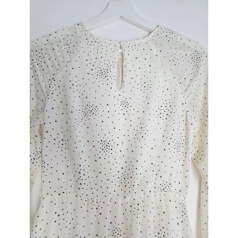 Maje Reto Dress 4 Small FR 36 Ecru Ivory Star Print Asymmetrical Midi NWT - Picture 13 of 16